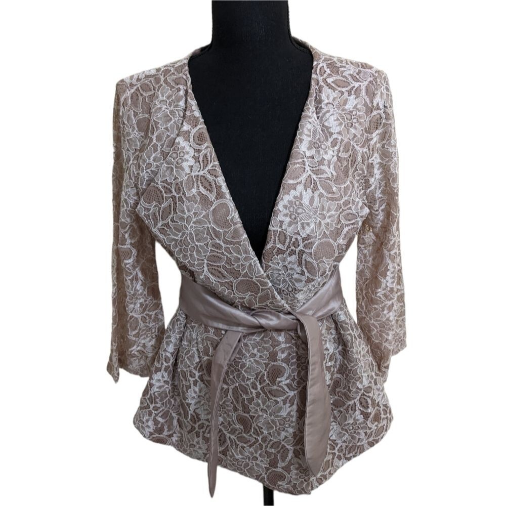 MARINA Vintage Evening Jacket Floral Lace Sheer Sleeves Made In USA 8
